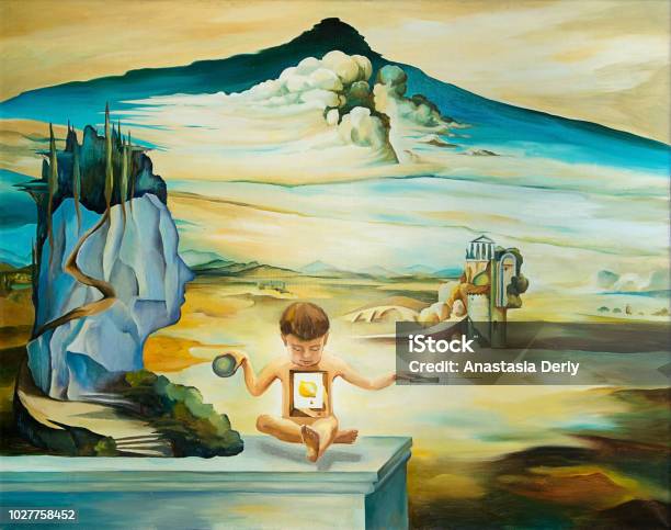 Original Oil Painting Based On Salvador Dali Stock Photo - Download Image Now - Salvador Dalí, Surrealism, Painting - Art Product