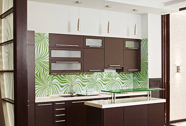 istock Modern Kitchen interior with hardwood furniture 102776083