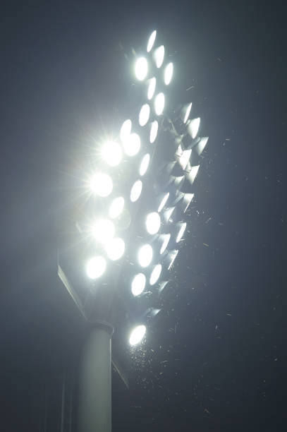 istock Stadium lights turned on and some insects at night 1027761490