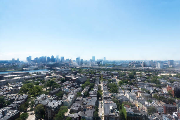 보스턴 공중 - boston aerial view charles river residential structure 뉴스 사진 이미지