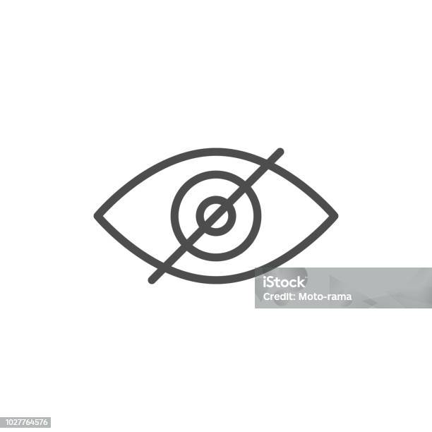 Invisibility Line Icon Stock Illustration - Download Image Now - Eye, Strikethrough, Icon Symbol