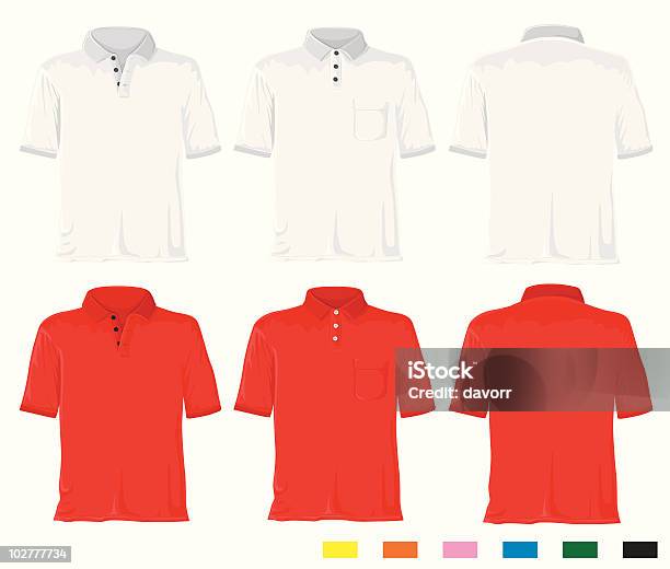 Koszulka Polo Zestaw - Stockowe grafiki wektorowe i więcej obrazów Białe tło - Białe tło, Kieszeń, Koszulka polo