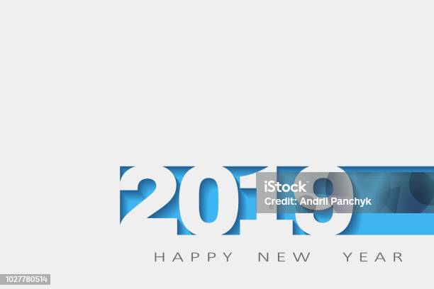 Ilustración de Feliz Año Nuevo 2019 Resumen Diseño 3d Vector Blanco Papel Ilustración De Vector y más Vectores Libres de Derechos de 2019