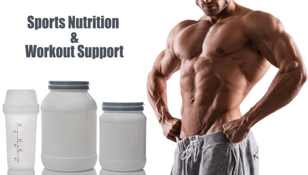 근육 질의 남성 몸통과 식품 보조 제 - creatine nutritional supplement men human muscle 뉴스 사진 이미지