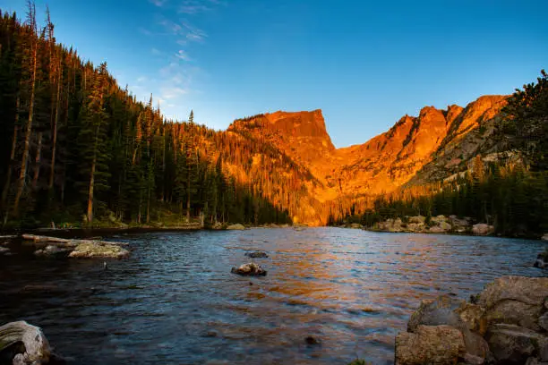 Sunrise at dream lake, Rocky Mountains, Colorado, USA