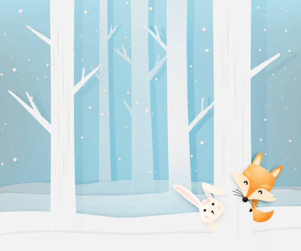 istock Cute fox in the wood with paper art style pastel scheme 1027796442