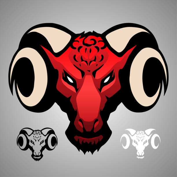 ram の赤ヘッド - ram bighorn sheep animal head animal themes点のイラスト素材／クリップアート素材／マンガ素材／アイコン素材