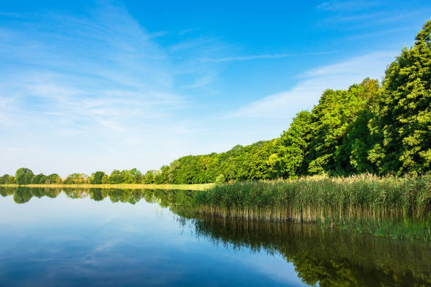 Landscape on a lake in Potzlow, Germany.