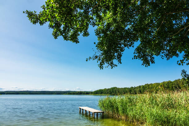 Landscape on a lake in Potzlow, Germany Landscape on a lake in Potzlow, Germany. brandenburg state stock pictures, royalty-free photos & images