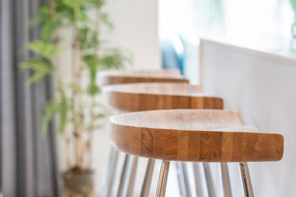 High wooden chairs in a kitchen