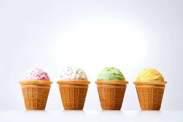 istock Four ice cream cups in a row 1027816138
