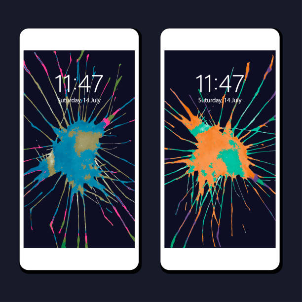 istock Set of wallpaper for phone with hand drawn watercolor blot 1027822590