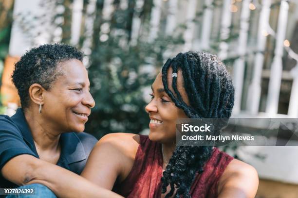 Loving Lesbian Couple Stock Photo - Download Image Now - Mature Adult, Gay Couple, African-American Ethnicity