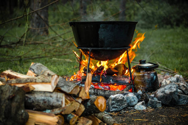 istock a cauldron for cooking is on the fire 1027826576