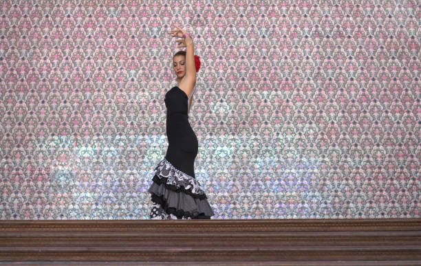 die schöne frau tanzt flamenco - malaga seville cadiz andalusia stock-fotos und bilder