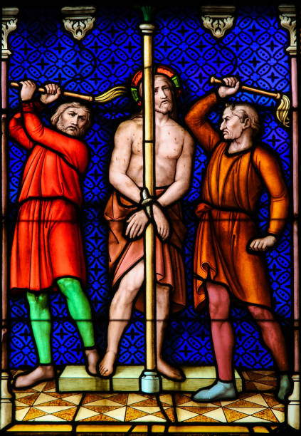 vitrail - flagellation de jésus christ le vendredi saint - flagellation photos et images de collection