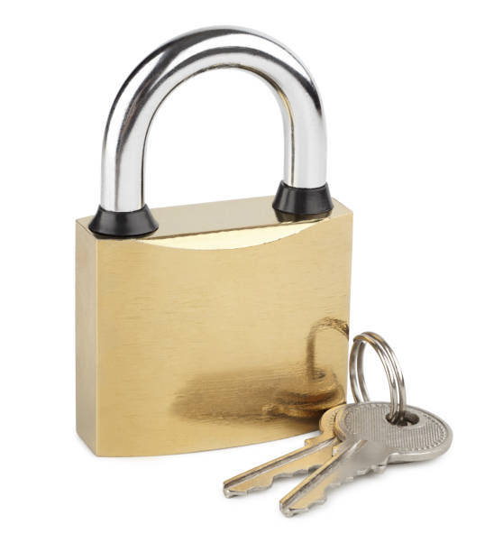 istock closed padlock with keys isolated on white, property protection 1027838358