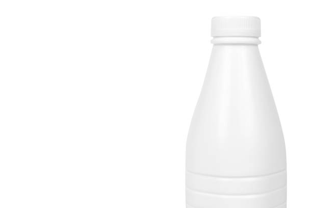 istock White plastic milk bottle isolated on white background, copy space template 1027868228