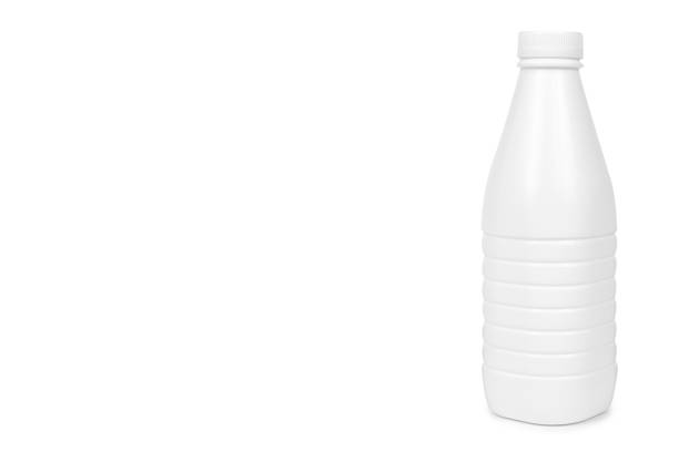 istock White plastic milk bottle isolated on white background, copy space template 1027868264