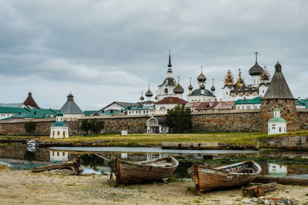 istock Beautiful russian Solovki Monastery at summer day. 1027879190