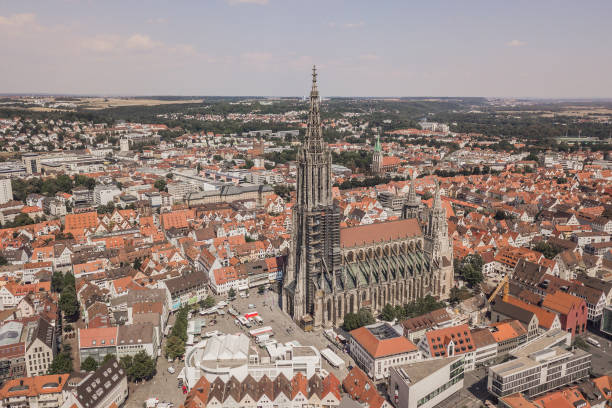 Aerial view of Ulm Minster Aerial view of Ulm Minster at day time ulm minster stock pictures, royalty-free photos & images