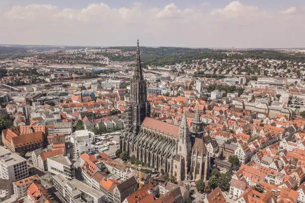 Aerial view of Ulm Minster at day time