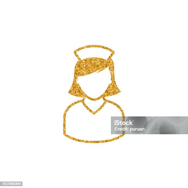 Gold Glitter Icon Nurse Stock Illustration - Download Image Now - Assistance, Assistant, Bright