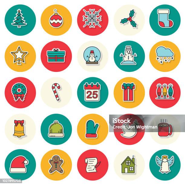 Christmas Line Icon Christmas Set Stock Illustration - Download Image Now - Angel, Bell, Candy Cane