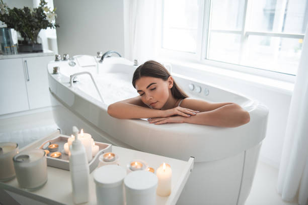 istock Orderly woman having leisure in bath indoor 1027896352