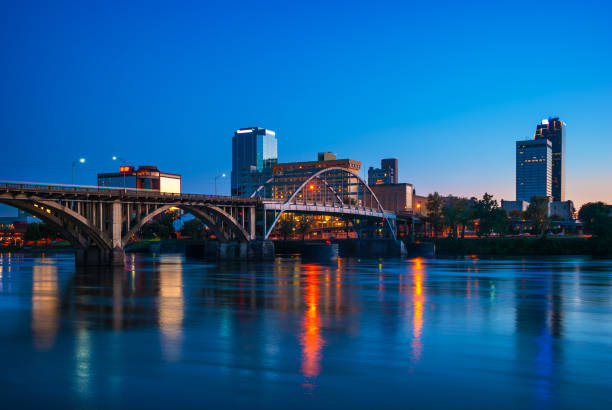 istock Little Rock Skyline With Bridge And River At Dusk 1027903582