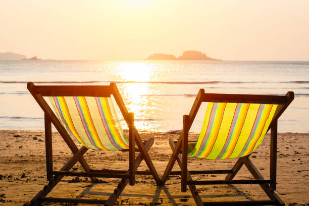 istock Sun loungers on the Sea beach. 1027924238