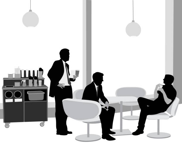 meetingpotentialclientscafe - sitting men white background people stock-grafiken, -clipart, -cartoons und -symbole