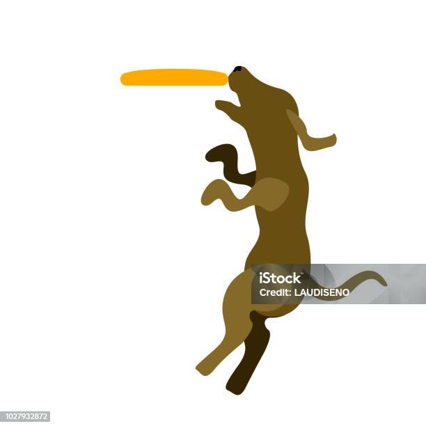 Dog Playing With A Frisbee Icon Stock Illustration - Download Image Now - Dog, Plastic Disc, Abstract