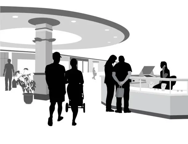 Vector illustration of Jewellery Kiosk Uninterested