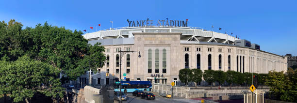 Wide view of Yankee Stadium in the Bronx New York stock photo