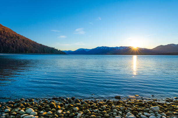 This photo was taken in Lake Tekapo,NewZealand while the sun was set with the silhouettes shot.
