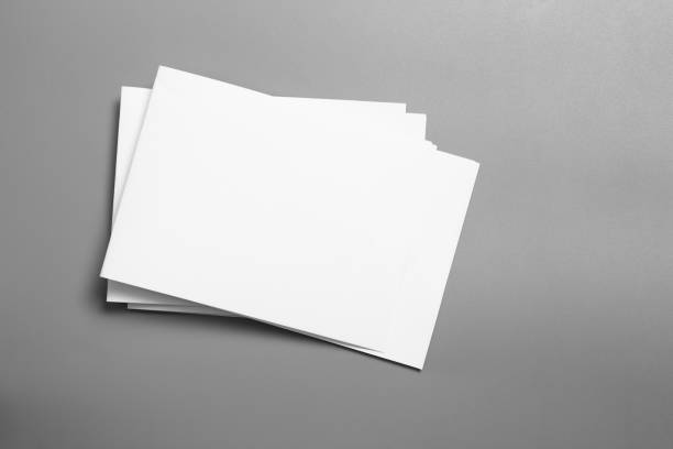 istock Blank portrait mock-up paper. brochure magazine isolated on gray, changeable background / white paper isolated on gray 1027971798