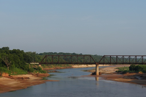 Bridge over the Red River which borders Oklahoma and Texas