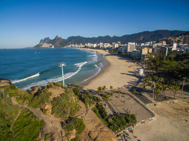 istock Scenic panoramic view of Ipanema Beach from the rocks at Arpoador 1027988182