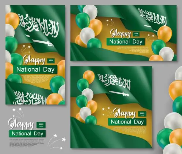 Vector illustration of Happy Saudi Arabia national day posters