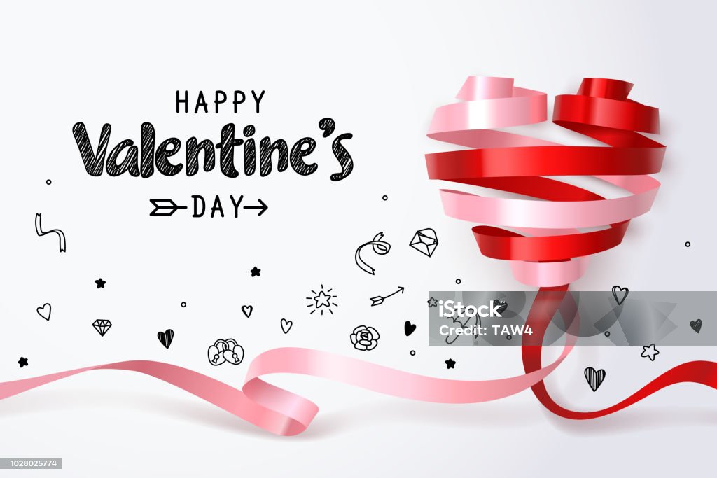 Twirl red and pink heart ribbon on white background, Replaced woman by pink and replaced man by red two different colors merge and join to build complete heart Twirl red and pink heart ribbon on white background, Replaced woman by pink and replaced man by red two different colors merge and join to build complete heart, vector art and illustration. Valentine's Day - Holiday stock vector