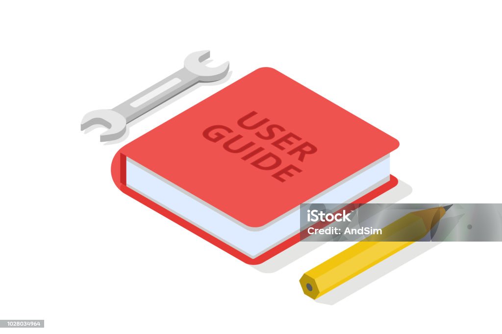 User manual, guide, instruction, guidebook, Handbook isometric concept. Vector illustration. Instruction Manual stock vector