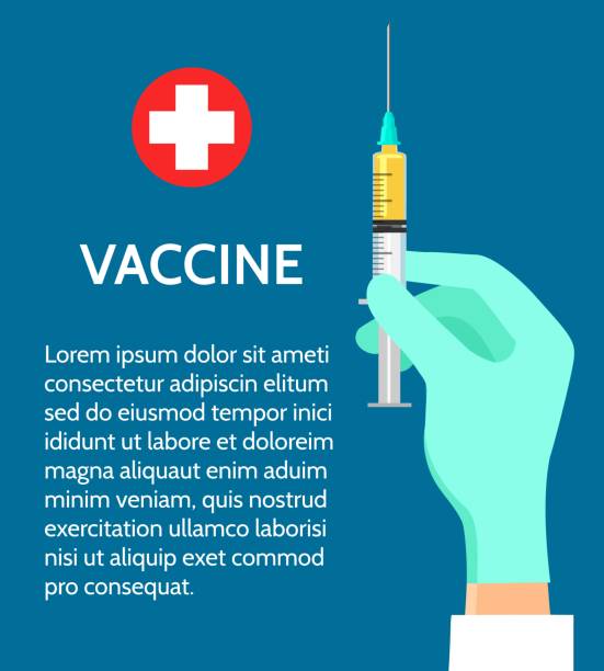 백신 약 포스터 - syringe injecting vaccination cold and flu stock illustrations