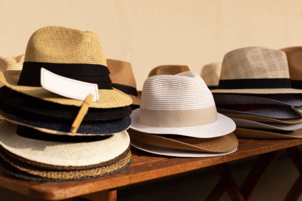 istock Many summer hats on sale 1028041262