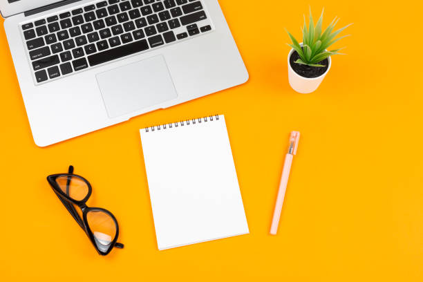 istock Laptop, plant, notepad and glasses 1028041444