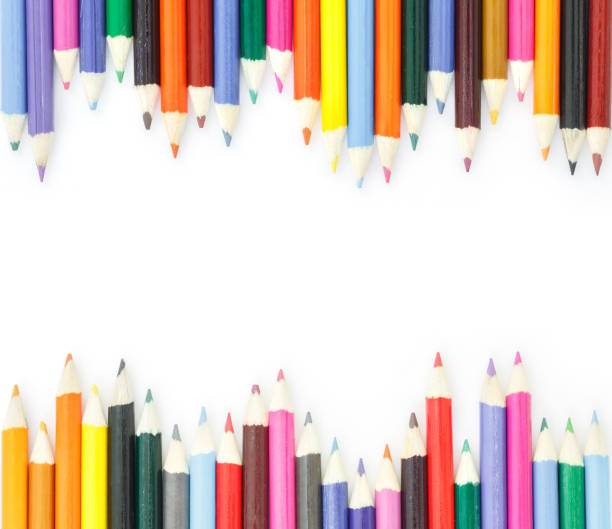 istock colored pencils drawing multicolored border on white background 1028045544