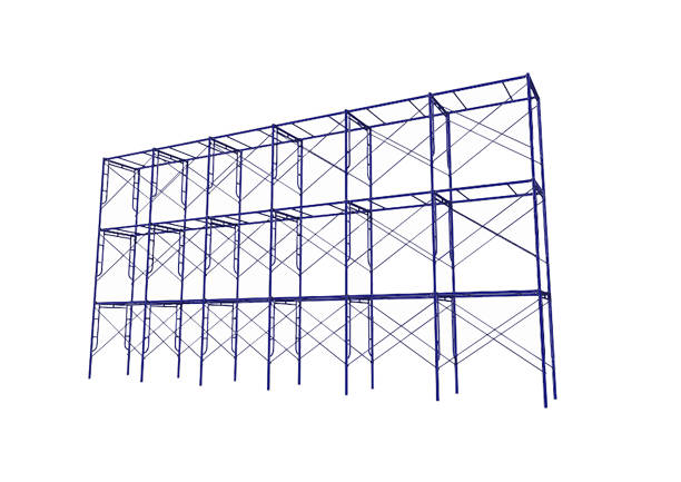 istock Scaffolding frame 3 floors Japanese standard type isolated on white background. Can be fill dimension or other safety standard by user. Use for construction content or scaffolding rental vendor. 1028053828