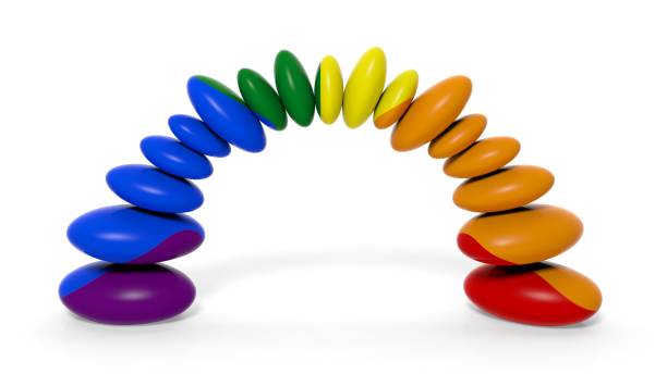 istock 3d rendering zen stones in rainbow colors 1028056742