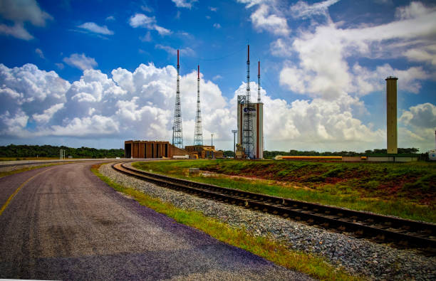 Lounchers inside Guiana Space Centre, Kourou, French Guiana stock photo