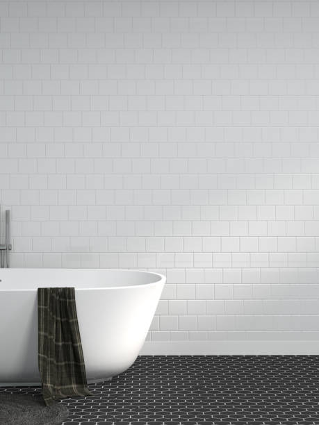 istock modern bath room white bathtub and sunlight 3d rendering clean room interior home design,shower,copy space background 1028081748